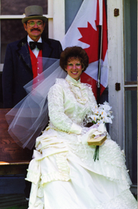 Kathryn Rutherford wearing 1883 Wedding Gown