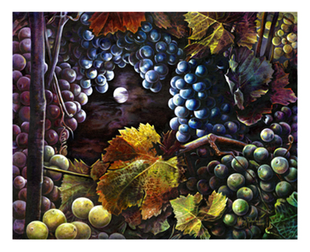 Moonlight In The Vineyard-Original Oil Painting on Canvas by Kathryn Rutherford-Heirloom Art Studio