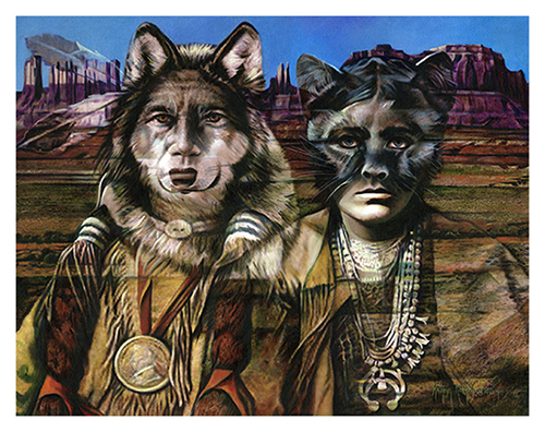 Navajo Shapeshifters-An Original Metaphysical Navajo Legend Spirit Painting About Shapeshifters by Kathryn Rutherford-Heirloom Art Studio