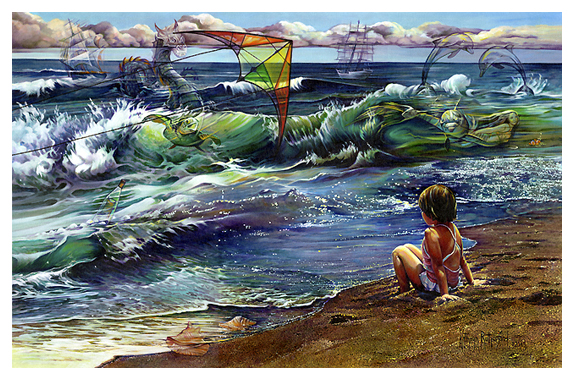 Seaside Rendezvous-An original Spirit Painting in Oil by Kathryn Rutherford-Heirloom Art Studio