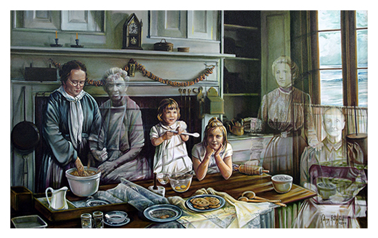 The Cooking Lesson-An original Spirit Painting in Oil by Kathryn Rutherford-Heirloom Art Studio