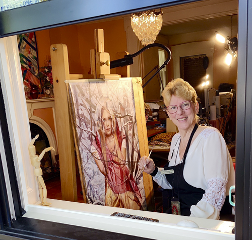 Kathryn Rutherford-the artist in the window